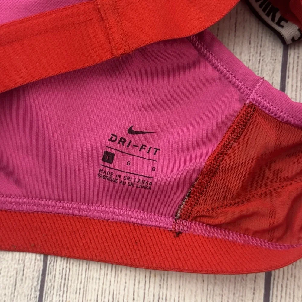 Nike Indy Women's Sports Bra Large Pink Red Black Logo Light Support Padded
